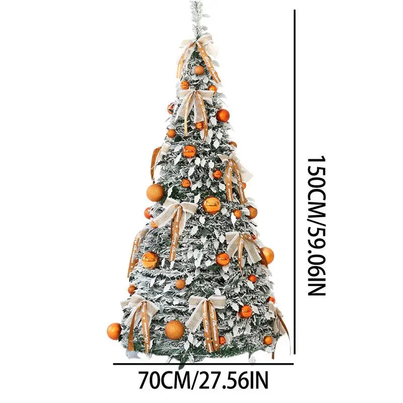 Opvouwbare Kerstboom 150cm met Versiering – Compact & Eenvoudig op te zetten