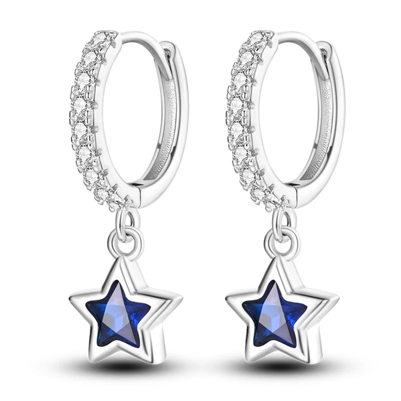 Kerst oorbellen 925 zilver sneeuwvlok met fonkelende zirkonia