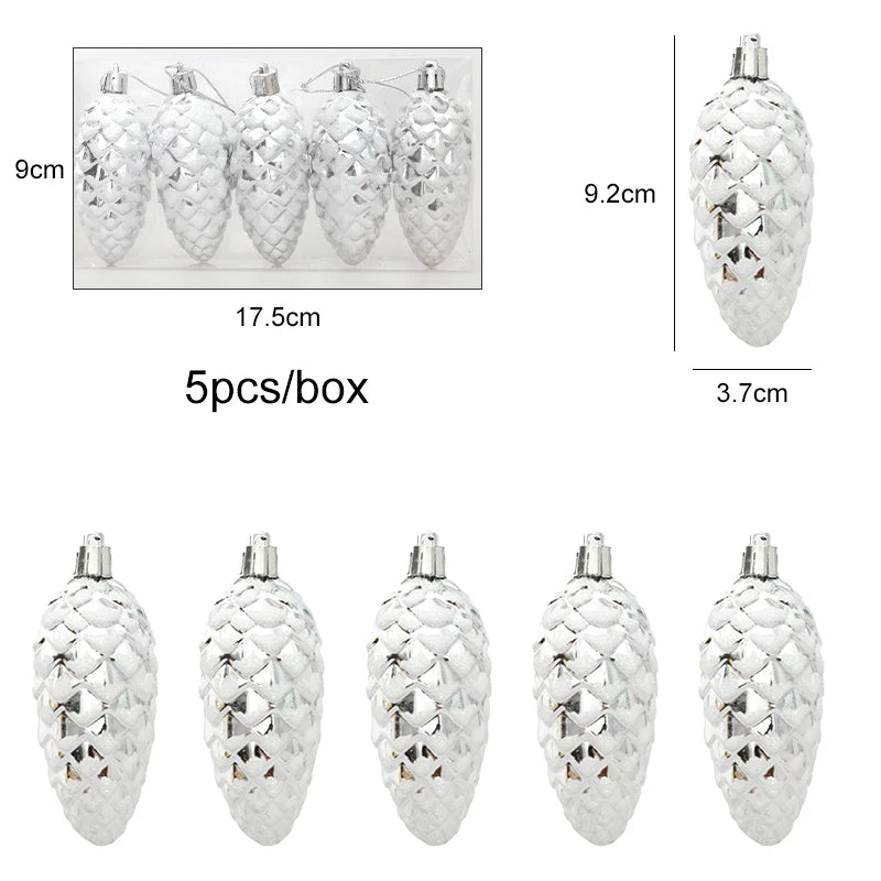 Kerstboom ornamenten dennenappel ballen set van 5 kerstdecoratie hangers
