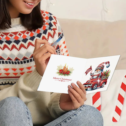 Diamond Painting Kerstkaarten set - 6 Stuks - Kerstgroeten en Wensen