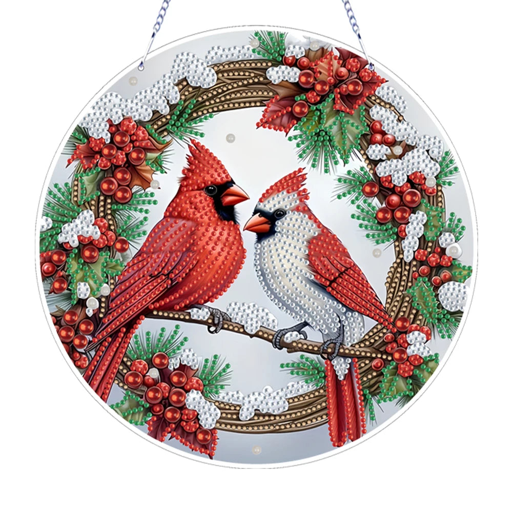 Diamond Painting Kerstkrans raamdecoratie met strass steentjes