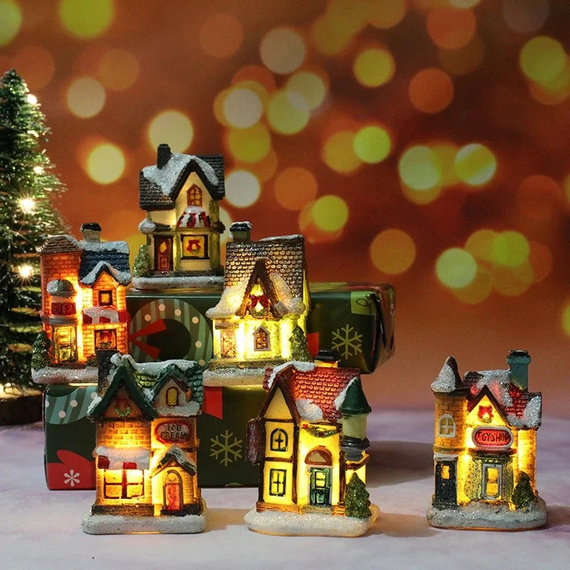 Verlicht Kerst figuur sfeervol huis met warm wit licht voor feestelijke decoratie