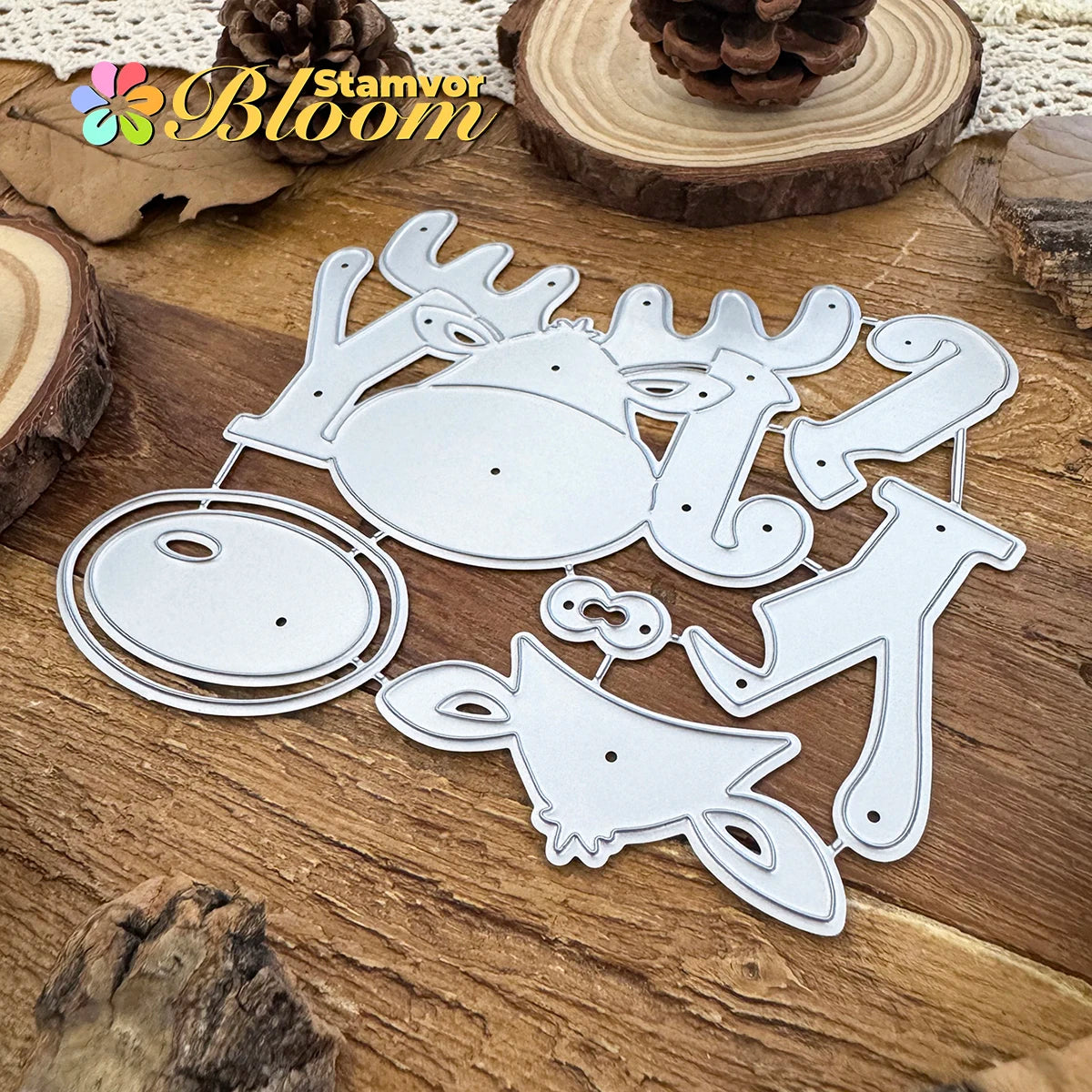 Snijmal Kerst Herten JOY met Lagen voor Scrapbooking en Kaartdecoratie