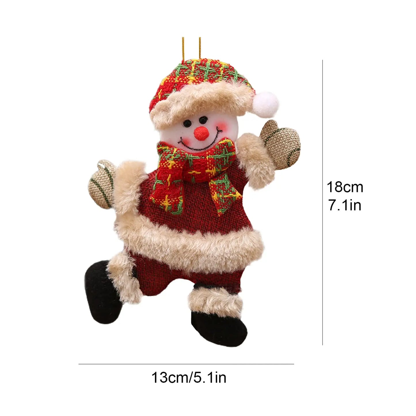 Set kersthangers pluche popjes – kerstman, sneeuwman, rendier en beer