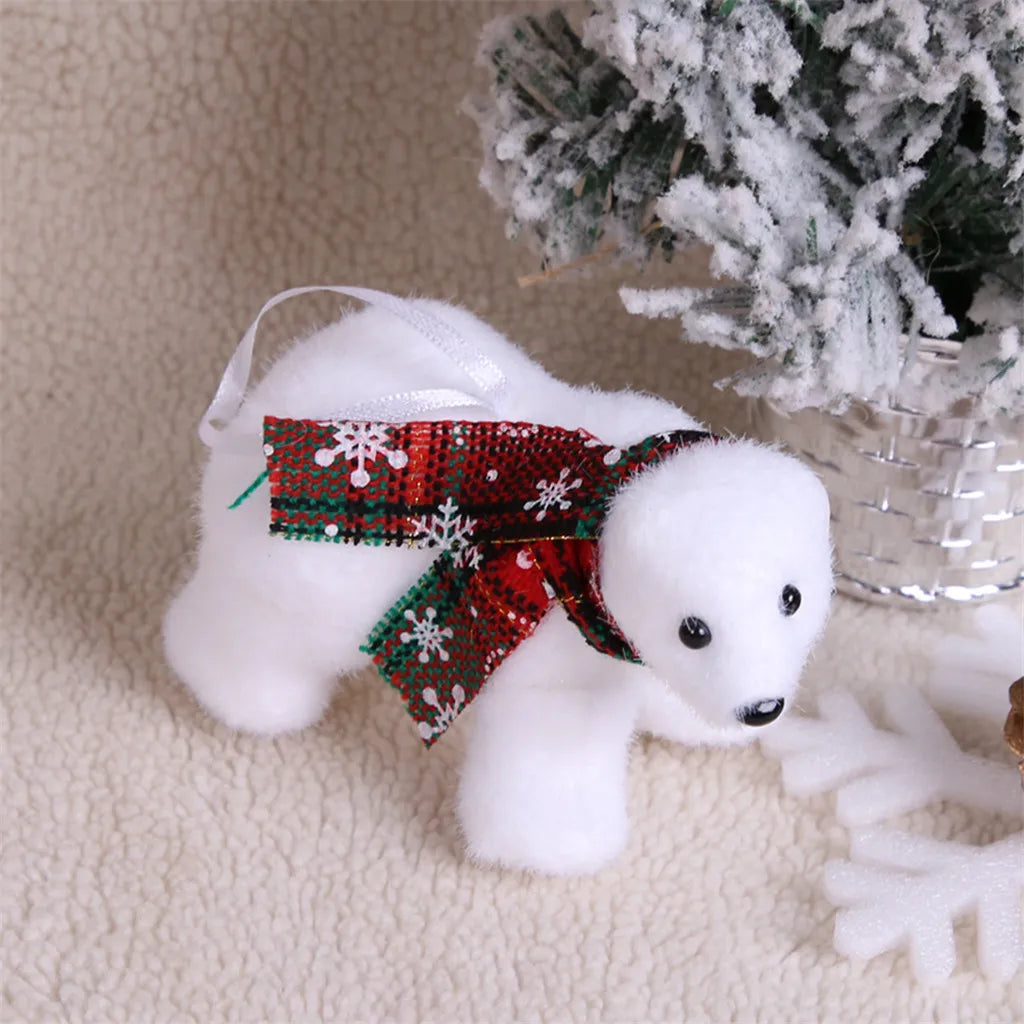 Kersthanger schattige pluche witte beer voor in de kerstboom
