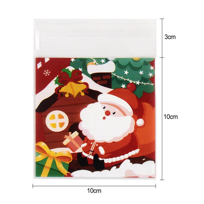 Kerst cadeauverpakking – 100 stuks zelfklevende snoep- en koekzakjes voor feestelijke traktaties
