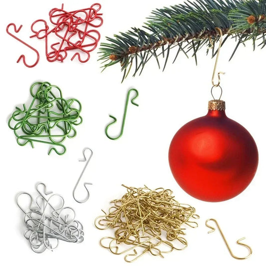 Kerstbal haakjes S-vormig metaal – 100 stuks voor boomdecoratie