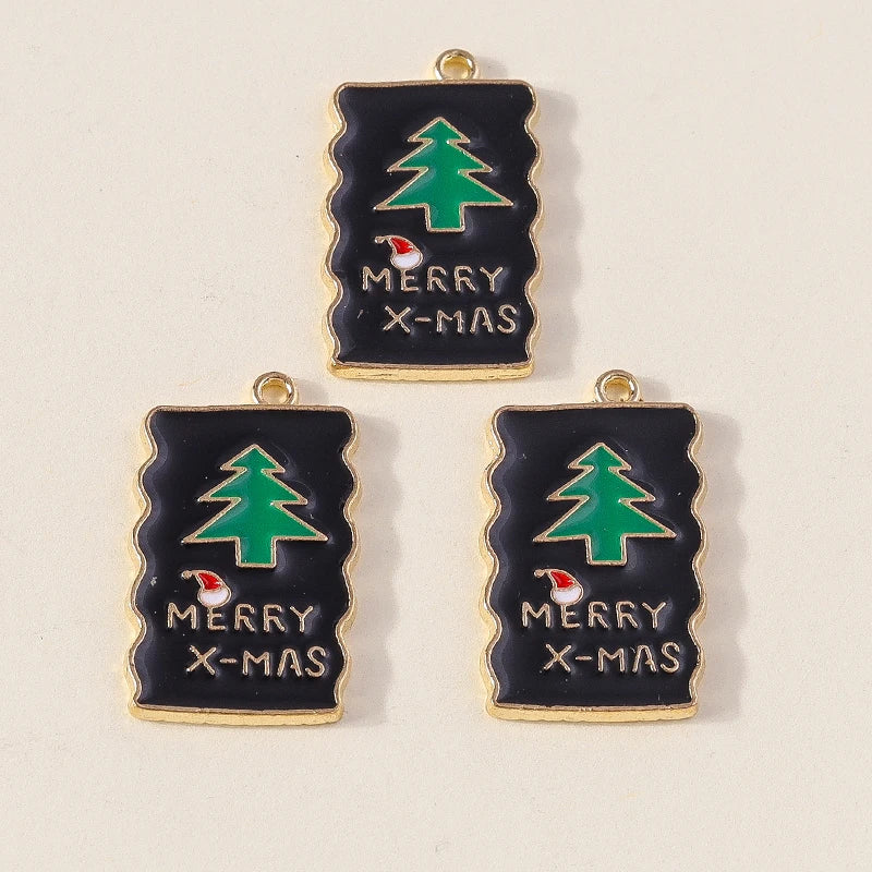 Kersthanger voor ketting of armband kerstboom rendier bel sneeuwpop hanger set - 10 stuks