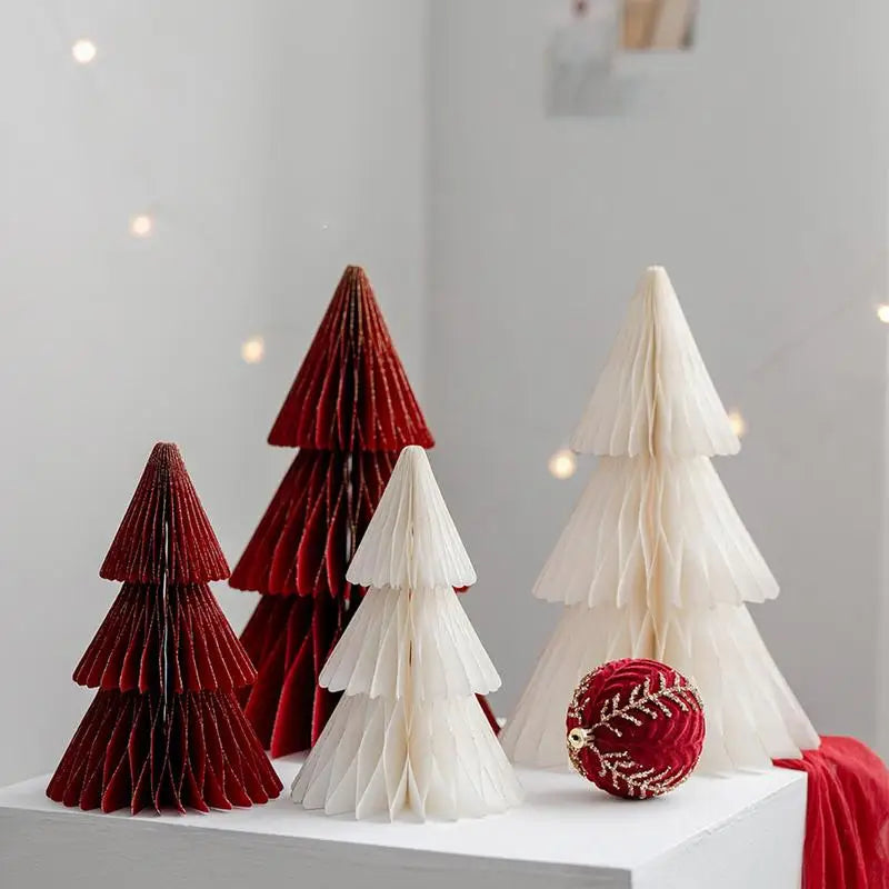 Opvouwbare Kerstboom - Set van 2 Papieren Mini Bomen - Origami Decoratie