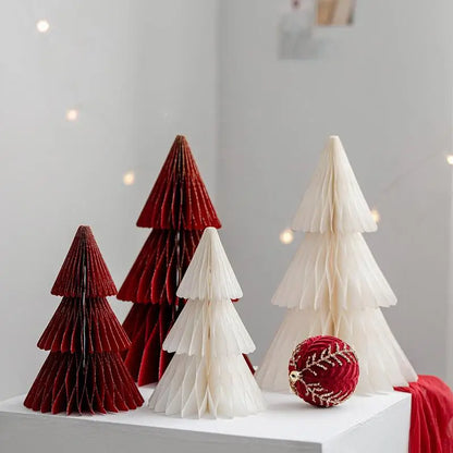 Opvouwbare Kerstboom - Set van 2 Papieren Mini Bomen - Origami Decoratie