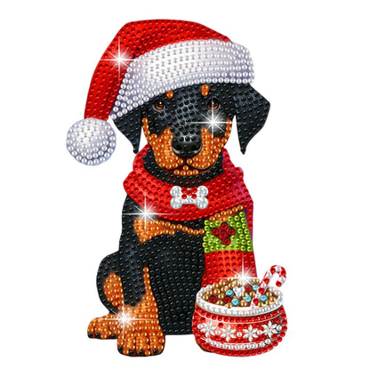 Diamond Painting Tafelornament Schuddend Hoofd Kat en hond Kerst