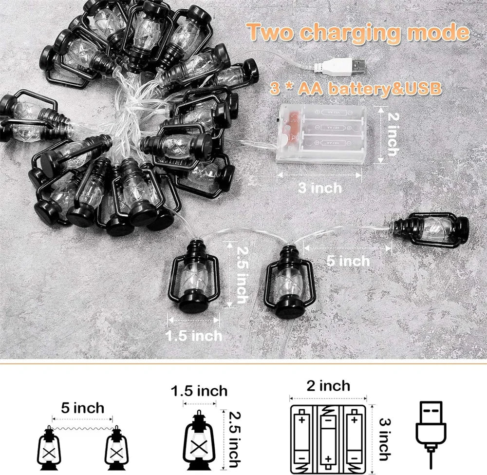 Kerst Lichtsnoer met 48 Mini Lantaarns – Warme LED Lampjes voor Binnen & Buiten