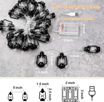 Kerst Lichtsnoer met 48 Mini Lantaarns – Warme LED Lampjes voor Binnen & Buiten