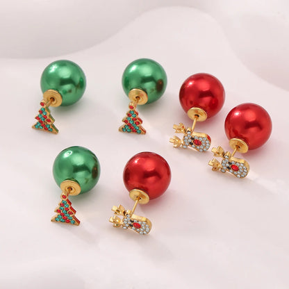 Kerst oorbellen rendier kerstboom studs met zirkonia voor dames