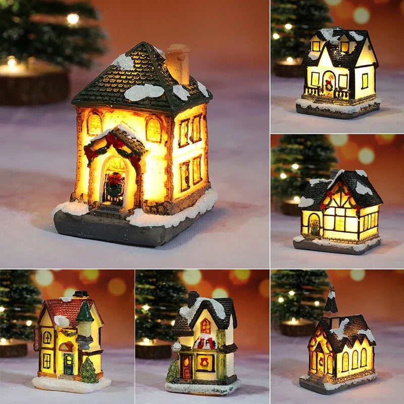 Verlicht Kerst figuur sfeervol huis met warm wit licht voor feestelijke decoratie