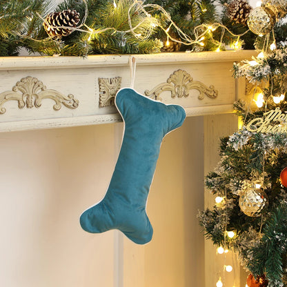 Kerst sok decoratief voor hond in fluweel botvorm luxe cadeauzak
