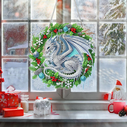 Diamond Painting Kerstkrans raam- en wandhanger met strass steentjes