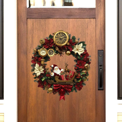 Kerst krans deursticker met Kerstman en vrolijke Kerstversiering