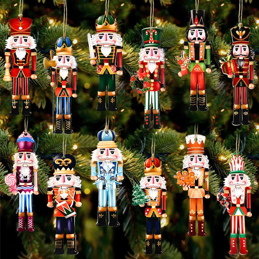 Set kersthangers houten notenkraker ornamenten voor kerstboom decoratie