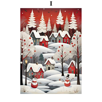Kerst schilderij winter bos sneeuw decoratie canvas voor sfeervolle wandkunst
