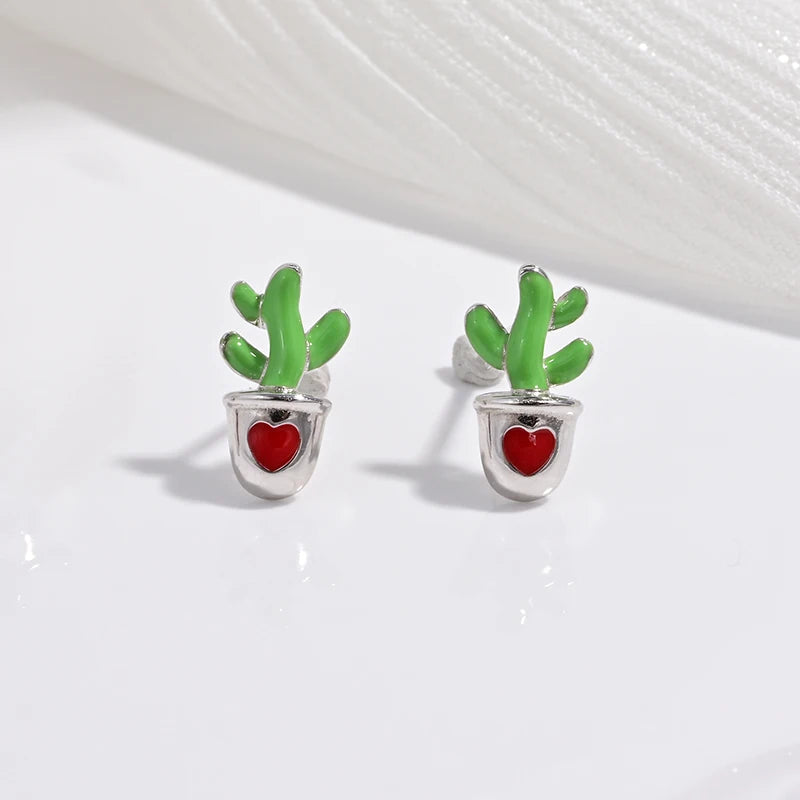 Zilveren Kerst oorbellen kerstboom kers aardbei studs feestelijke accessoires
