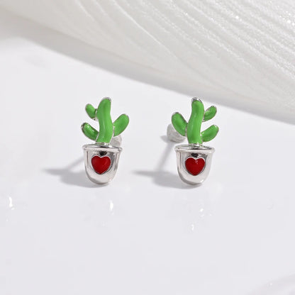 Zilveren Kerst oorbellen kerstboom kers aardbei studs feestelijke accessoires