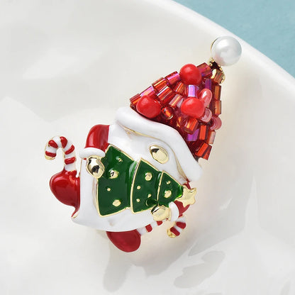 Kerst Broche Kerstman met Kristallen – Luxe Cadeau voor Vrouwen