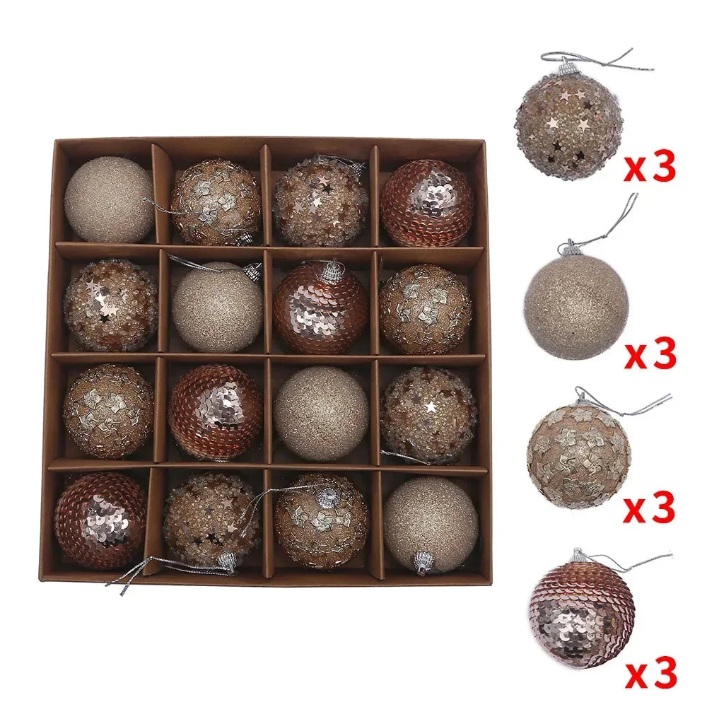 Kerstballen set 16 stuks – Champagne, Rood & Goud – 6 cm