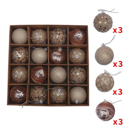 Kerstballen set 16 stuks – Champagne, Rood & Goud – 6 cm