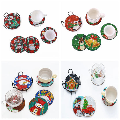 Diamond Painting Kerst Onderzetters met Houder – Creatief en Uniek Cadeau