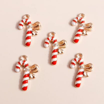 Kerst hangers emaille zuurstok bedels voor armbanden, kettingen en oorbellen - 20 stuks