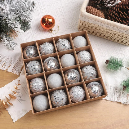 Kerstballen set 16 stuks – Champagne, Rood & Goud – 6 cm