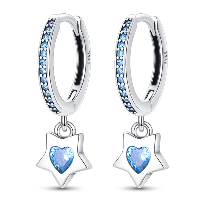 Kerst oorbellen 925 zilver sneeuwvlok met fonkelende zirkonia