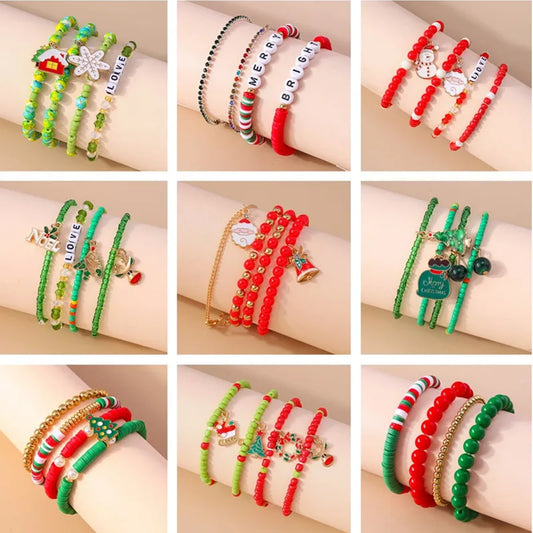 Kerst armband set met bohemian kralen en kerstbedels voor dames