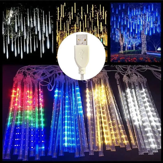 Kerst lichtgordijn USB LED vallende regenlamp sfeerverlichting