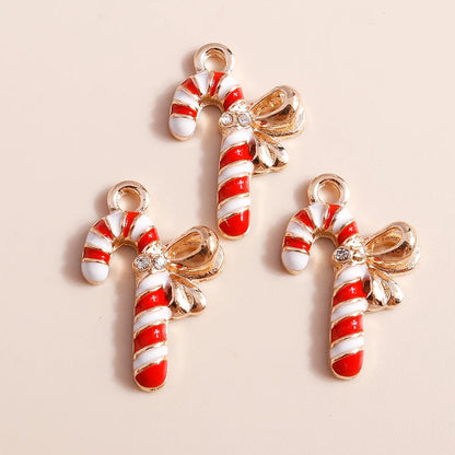 Kerst hangers emaille zuurstok bedels voor armbanden, kettingen en oorbellen - 20 stuks