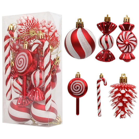 Kerstballen set 13-delig – Lollies, zuurstokken & dennenappels als hanger