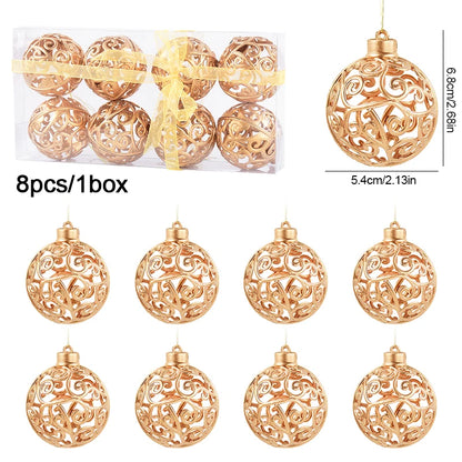 Kerstballen set goud met holle ster hangers voor kerstboomdecoratie