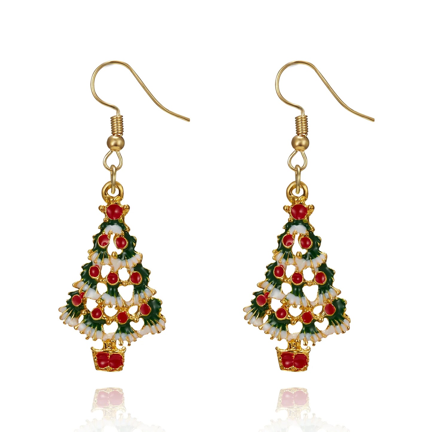 Kerst oorbellen set kerstboom met kristallen ster en zilverkleurige afwerking