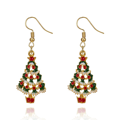 Kerst oorbellen set kerstboom met kristallen ster en zilverkleurige afwerking