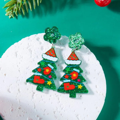 Kerst oorbellen set kerstboom met kristallen ster en zilverkleurige afwerking