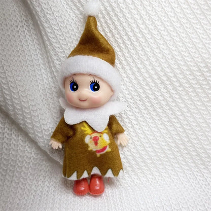 Kerst pop tweeling elf jongen en meisje – feestelijke mini decoratie