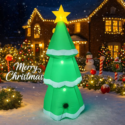 Opblaasbaar Kerst ornament ster kerstboom met LED verlichting voor binnen en buiten 160cm