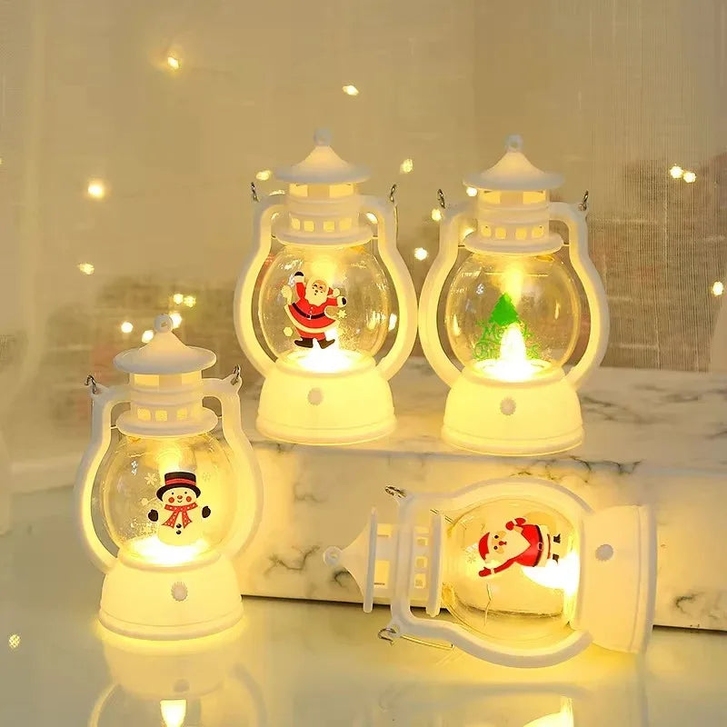 Kerst lamp lantaarn met LED en kerstman decoratie voor huis en feestdagen