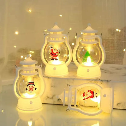 Kerst lamp lantaarn met LED en kerstman decoratie voor huis en feestdagen