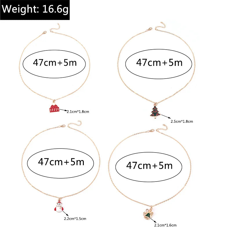 Kerst Ketting met Rendier, Belletjes en Kerstboom Hanger – Feestelijke Sieraden voor Dames