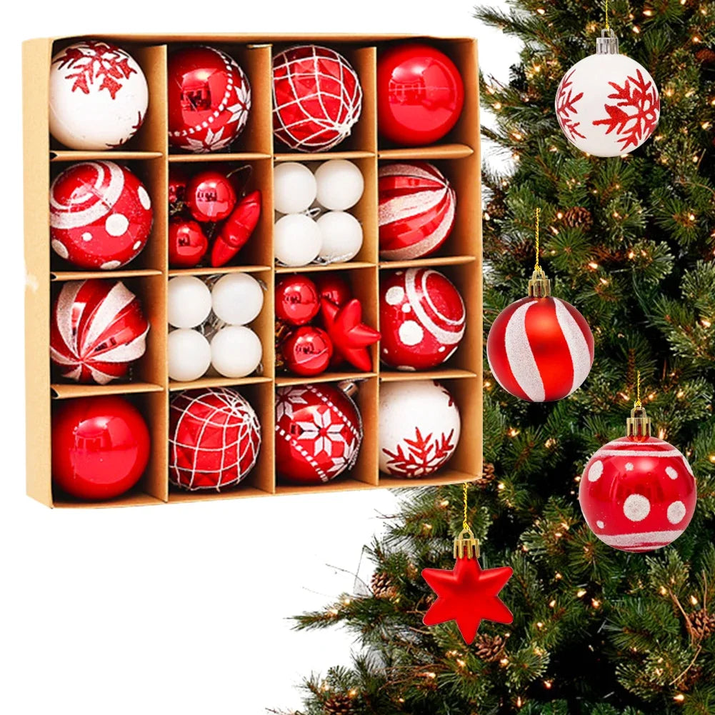 Kerstballen set 42 stuks – kunststof kerstdecoratie Ø6 cm