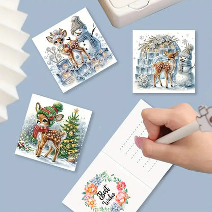 Diamond Painting Kerstkaarten Set – 6 Stuks