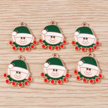 Kerst hanger/bedel voor ketting of armband – Vrolijke kerstman emaille charms set - 10 stuks