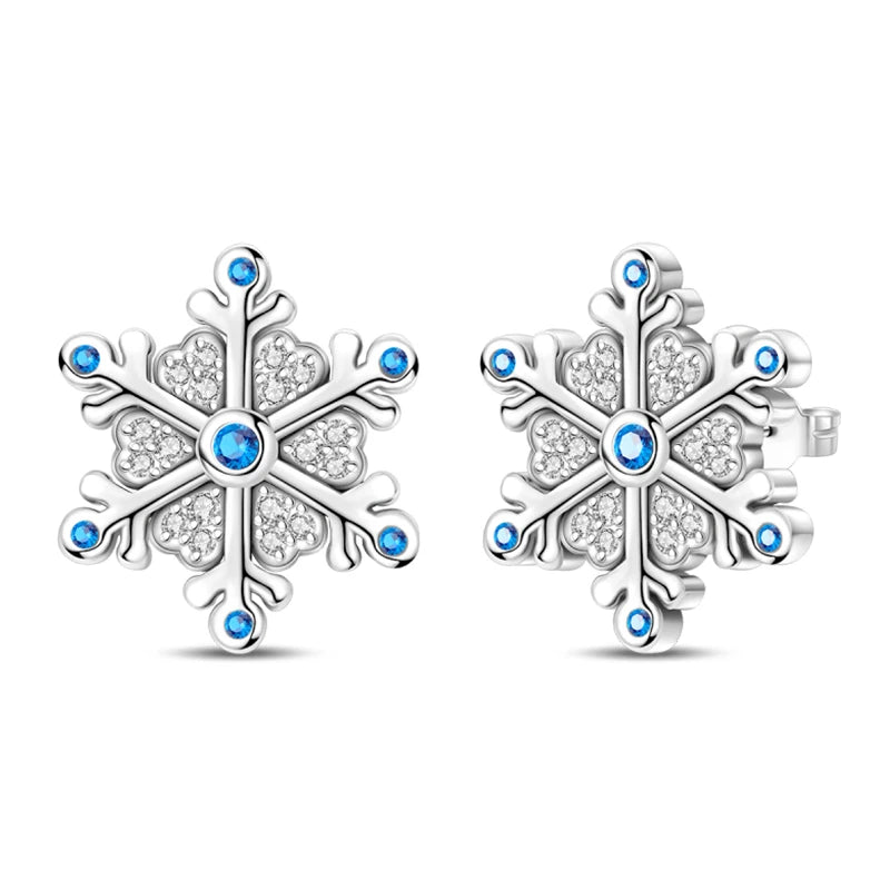 Kerst oorbellen 925 zilver sneeuwvlok met fonkelende zirkonia
